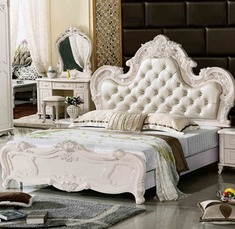 欧式水晶拉钻皮艺床组合