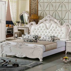 床+床头柜+妆台+妆凳+衣柜组合