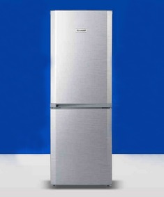 银灰色双门直冷式冰箱