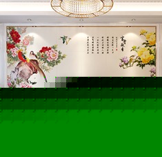 古典中式字画背景墙瓷砖