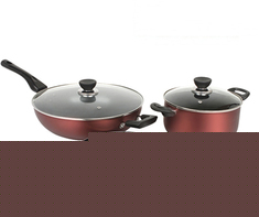 紫砂色无油烟锅具五件套