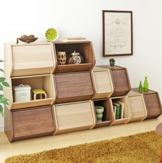 简约木质可叠加自由组合式收纳箱