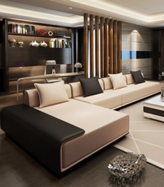 独立弹簧皮布Ｌ型沙发