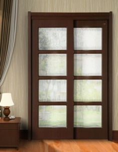 静音防水木质玻璃移门