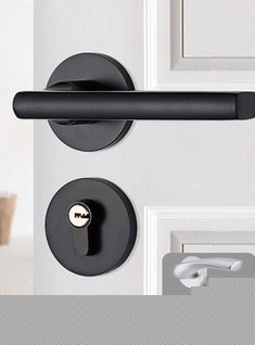 黑色简约静音门锁