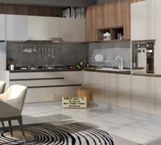 现代L型创意厨房布置