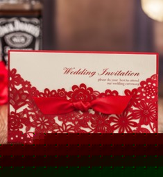 中国红艺术雕花请帖