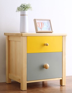 实木免漆储物床头柜