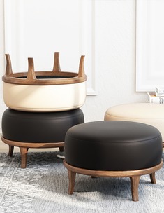 北欧炫酷黑圆凳