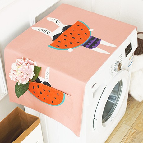 艾丽卡尔卡通装饰棉麻布盖，单门冰箱储物防尘罩，型号：AL-GB05