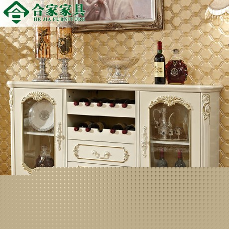 合家家具欧式奢华实木餐边柜，双开门描金雕花工艺，型号: 901