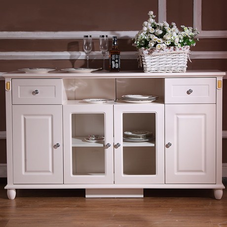 栀子花开韩式田园环保漆餐边柜，G327-17超大容量，橡木碗柜