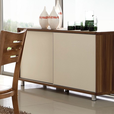 伯爵公馆简约现代餐边柜，橡胶木餐厅储物柜可定制，纯板木个性橱柜型号: V931