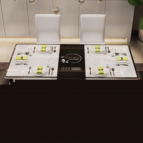 钢化玻璃电磁炉餐桌，琪琪家园CZ09长方形餐桌，可伸缩餐桌椅组合