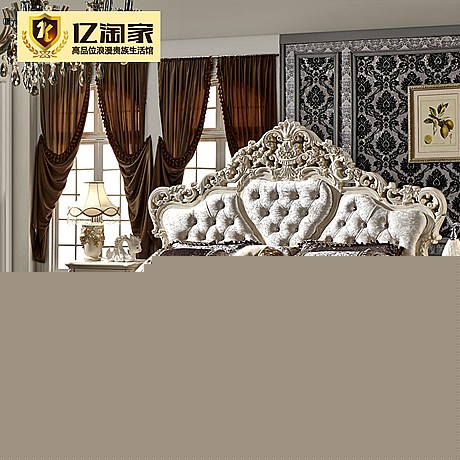 法式实木双人床，康诺威实木布艺靠背1.8床，田园法式公主床，双人婚床 F984