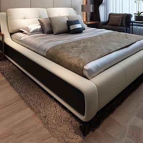 KUKa/顾家家居真皮床，1.8米实木软床，简约双人床，型号B-113#