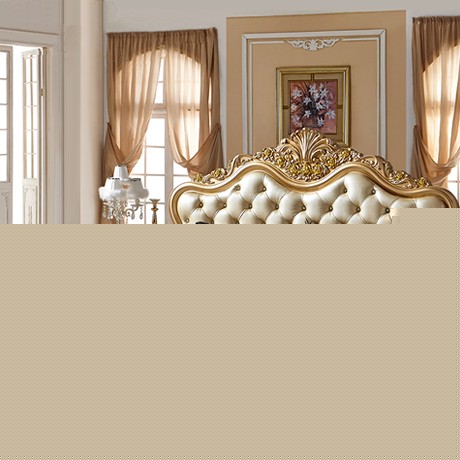 雅云卡丹1.8*2.0米皮艺双人床，实木雕花公主床，型号: FFA319