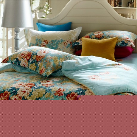 爱丽丝蓝欧式宫廷纯棉三件套，新硕1.2m精美印花床品套件，全棉斜纹面料舒适透气