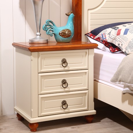 地中海简约床头柜，铂森烤漆雕刻制作卧室床边柜，型号: HZY-9102
