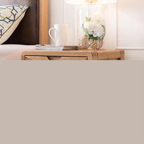 优木家具实木色方形床头柜，白橡木双抽屉储物柜，卧室弧线形卯榫斗柜