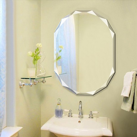 法兰棋现代简约高清穿衣镜，钻石边缘卫浴镜子，挂壁式梳妆镜子