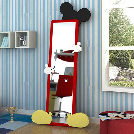 迪士尼家具顽皮米奇米妮全身镜，E0级环保板材0甲醛，黑红现代儿童落地镜KMC-V001