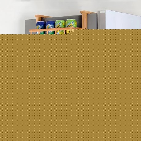 美日家货号0003厨房挂架，多功能木质挂架，原竹炭色多层冰箱挂架