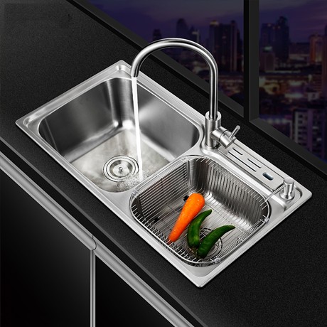 宝生元不锈钢水槽，厨房集成双槽一体，加厚洗菜盆