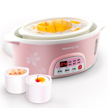 Joyoung/九阳粉红色可预约家用电炖锅，一锅三胆天然白瓷炖锅