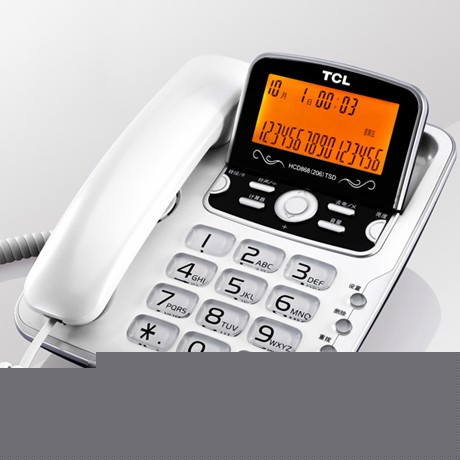 TCL多彩方形来电显示电话机，家用办公免电池固定电话，型号：TCL 206