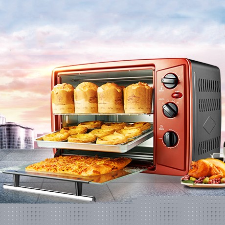 Joyoung/九阳30升卧式透明门家用电烤箱，古铜色配黑色机械式烘焙机