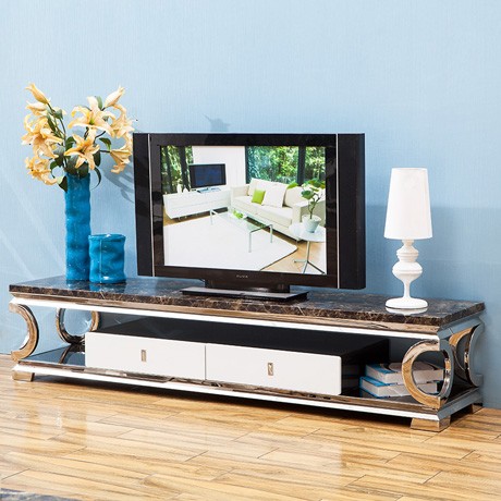 致美丽轩大理石台面电视地柜，金属框架烤漆电视柜，时尚简约现代风