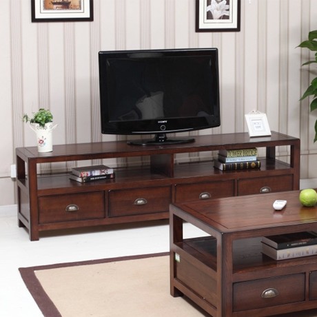 阿纳尼纯实木电视柜，高档环保地柜，黑胡桃色矮柜A8132