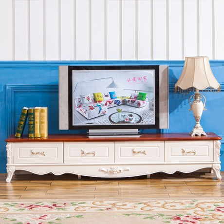 德家多储物空间人造板电视柜，立体雕花弧形边角电视柜，型号: 641-32