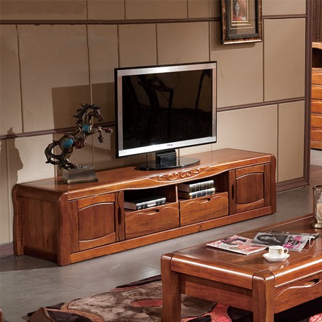 环保雅依格全实木电视柜，时尚中式电视机柜，耐腐蚀胡桃木地柜DSG405