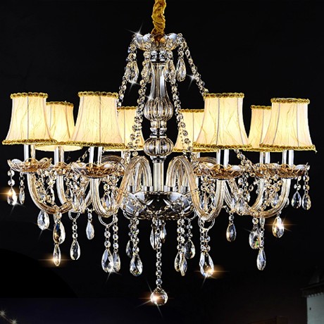 伦灯灯饰干邑色水晶吊灯，Q8006合金客厅吸吊灯，节能玻璃LED灯饰