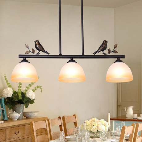惠特曼渐变玻璃餐厅吊灯，创意小鸟铁艺烤漆吊灯，型号: HX2012