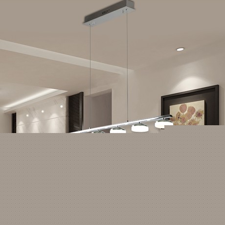 瑞铃白色长方形创意吊灯，铁艺电镀无极调光LED灯，型号：WM004