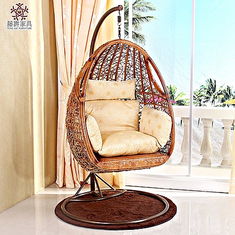 高档藤编吊篮椅，吊椅藤制藤藤椅，阳台户外鸟巢秋千，藤爵真藤摇椅D39