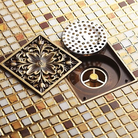 JCS/居臣仕型号8880地漏，全铜欧式雕花仿古地漏，多功能防臭地漏