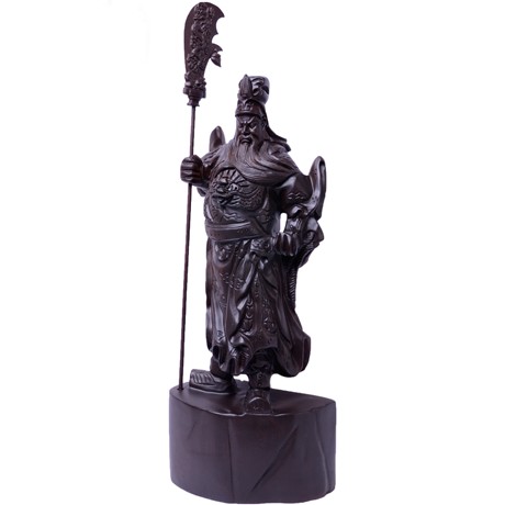 海龙红仙作手工木雕摆件，立刀关公进口黑檀木雕刻饰品