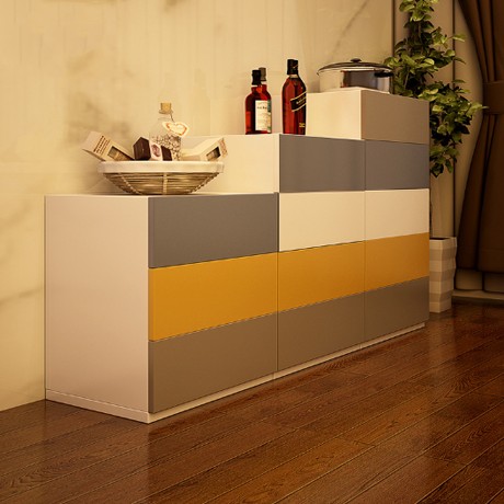 现代简约烤漆五斗柜，睿酷空间室内拼色抽屉柜组合XD020-4，超大储物空间