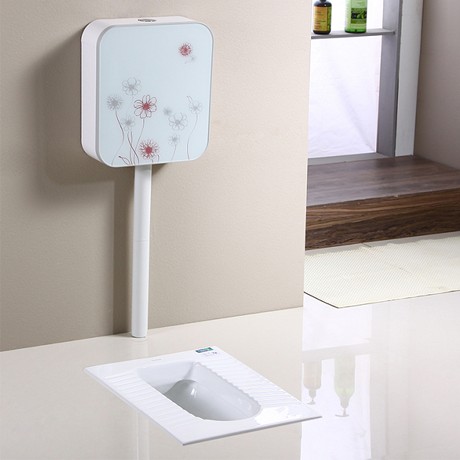 Sandlinda/莎琳达牌蹲便器，SLD830型后排水蹲厕，水箱聚纤玻璃面板