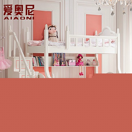 爱奥尼欧式多功能高低公主床，哑光粉色主题儿童床，型号A613