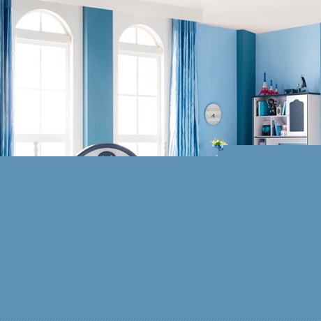 雅思洛软面蓝白儿童床，松木手工雕刻儿童床，型号：357A