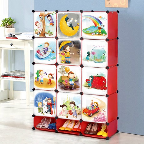 菲斯卡品牌DIY组装树脂儿童衣柜，卡通图案的简易收纳衣柜，型号MXTN001