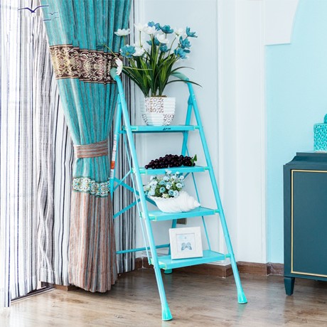 奥鹏AP-92204折叠梯，家用三四五步扶梯，彩色铝合金人字梯