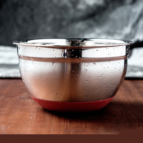 魔幻厨房银色圆形打蛋盆，加厚不锈钢防滑洗菜盆，厨房多用烘培工具