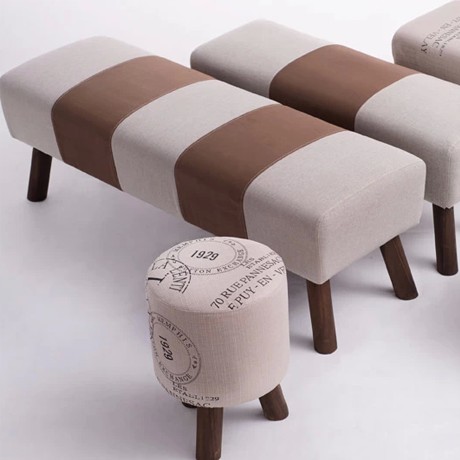 简域HLM-199优质布艺沙发凳，实木框架现代风格可拆洗踏脚凳，透气面料沙发凳