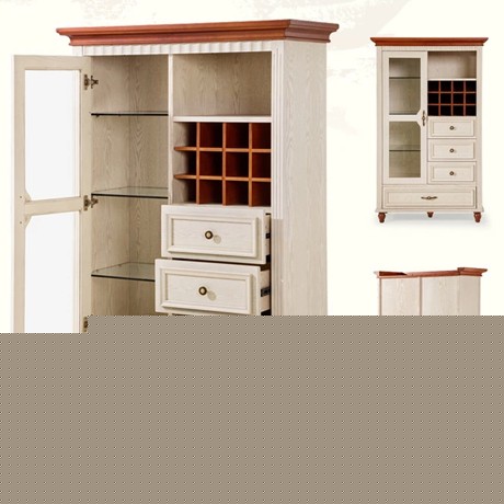 卡伊莲美式乡村酒柜，带玻璃门实木酒架，超大储物空间酒柜BE1O